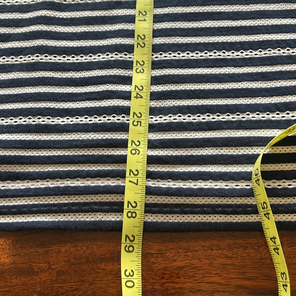 CJ Banks Navy Blue and White Striped Short Sleeve Top - Picture 7 of 8